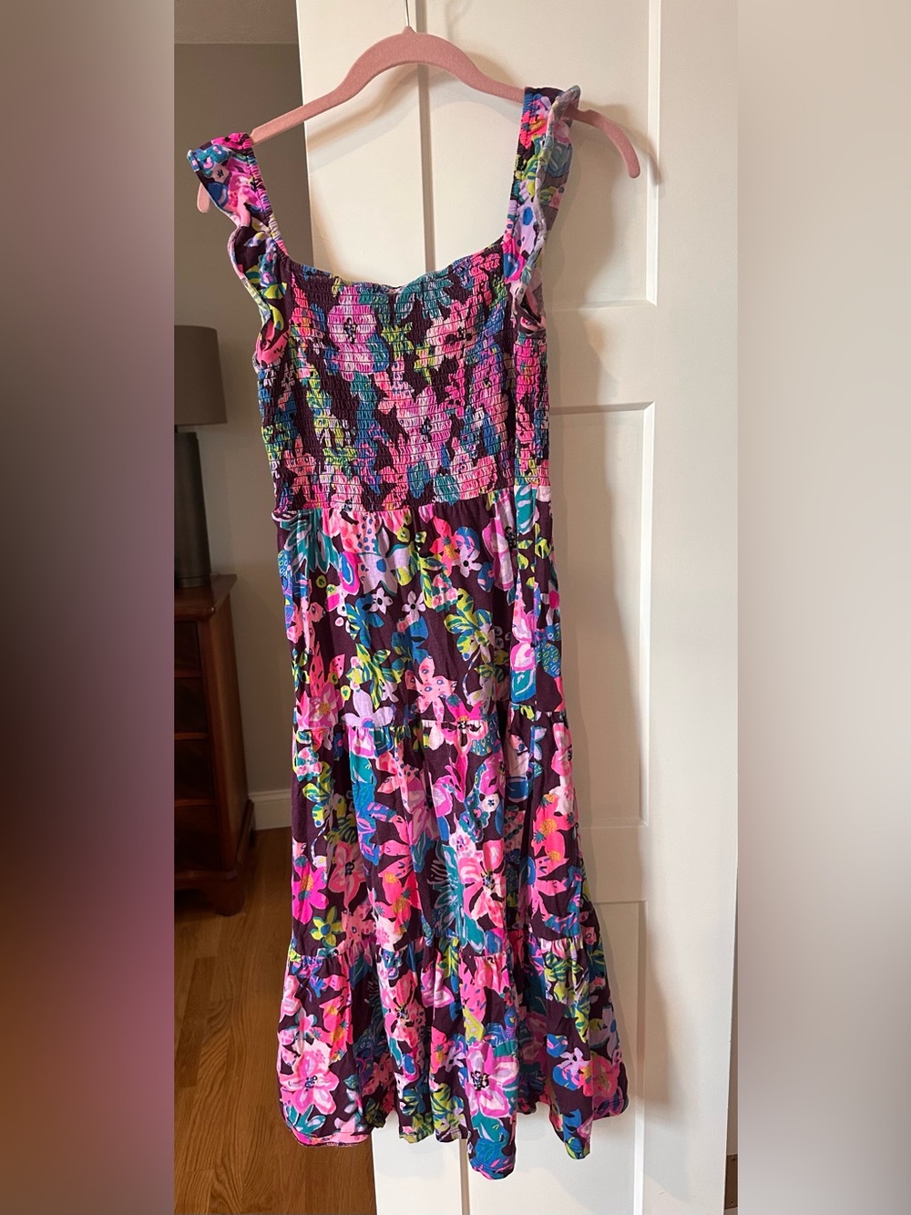 Lilly Pulitzer Multicolor Smocked Top with Pink Label
